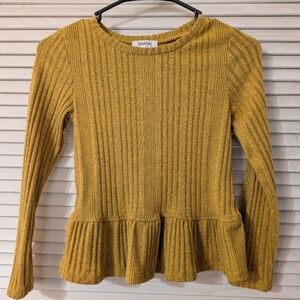 Speechless Mustard Ribbed Peplum Top